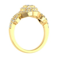 Karat se postavlja dijamantni zaručnički prsten uvršteni halo u 14k žutom zlatu