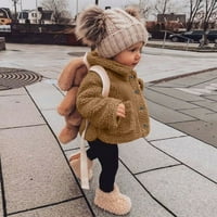Odjeća za djevojčice otporna na vjetar zgušnjava toplo gumb nošenje s džepom dječakom zimske odjeće