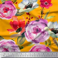 Tkanina Od Poli Georgette s printom lišća i cvjetnim ukrasom u širini
