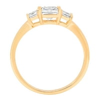 1. prozirni dijamantni prsten Princess izrezan u žutom zlatu 14k, veličina 5