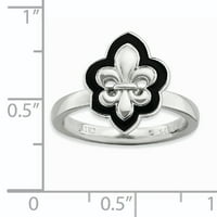 Fleur De Lis prsten od čistog srebra s poliranom caklinom