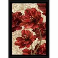 Cvjetna gomila na teksturiranom damaskom uzorku slika crvena i preplanula, uokvirena platna umjetnost Pied Piper