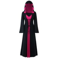 Jesenske haljine za žene haljine za žene s kapuljačom s kapuljačom s dugim rukavima duge vruće ružičaste boje
