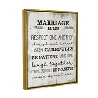 Pravila braka, dom, obitelj, inspirativna riječ, teksturirani dizajn, metalni zlatni okvir, plutajuće platno,