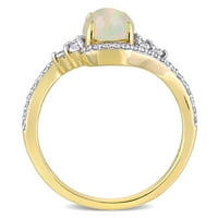 Miabella ženska ct žuta etiopska opal safir i dijamant 10kt žuto zlato crossover halo prsten