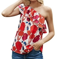 TENK TOP za žene trendovski ispis Shirted Open Back Print za majicu bez rukava naginja Spanredxl