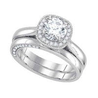 Veličina 6. - 14K bijelo zlato okrugli dijamantni svadbeni zaručnički zaručnički pojas set 1. CTTW