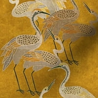 Satenska tkanina iz about-a-Deco dizalice zlatne ptice zlatne orijentalne teksture srebrna tkanina s printom po