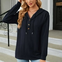Žene Plus size ženske nove jednobojne majice s kapuljačom na kopčanje široke majice dugih rukava mornarski džemper