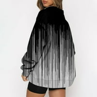 Tking modna dukserica za žene dugih rukava gradijent gradijent vrhovi preveliki zip pulover majice tamno sive