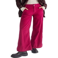 Wybzd Žene proljeće jeseni Vintage Corduroy široke nogu hlače Čvrsta boja duge hlače sa bočnim džepovima casual