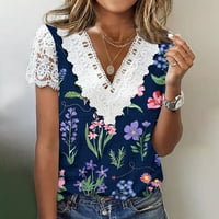 Ženska majica s printom u donjem rublju, ljetna majica kratkih rukava s cvjetnim uzorkom, labava majica s izrezom