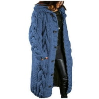 Ženski kardigan s dugim rukavima Plus size kaput s jednim džepom na kapuljači proljetni i jesenski kardigan za