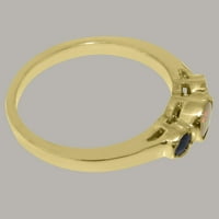 9K ženski zaručnički prsten od žutog zlata britanske proizvodnje s prirodnim opalom i safirom - opcije veličine-Veličina