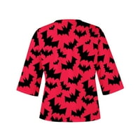 Majice za Noć vještica za žene Ženska košulja bluza Ležerne široke košulje obrubljene rukavima tiskani vrhovi