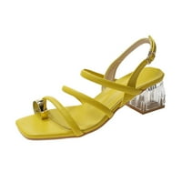 Ženske cipele na visoku petu u žutoj boji, ljetne sandale, modne sandale s remenom i kopčom, sandale s otvorenim