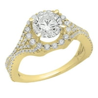 3. Zlatni 14k okrugli bijeli kubični cirkonij s podijeljenim drškom vjenčanog zaručničkog prstena