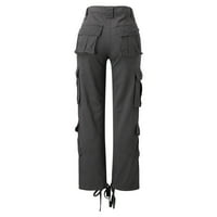 Ženske hlače široke ravne demi-sezone casual teretne hlače s džepovima traperice za žene modne