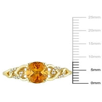 1- Carat T.G.W. Ovalni izrez madeira Citrine i okrugli dijamantni naglasak 10kt žutog zlata Oval Link prsten