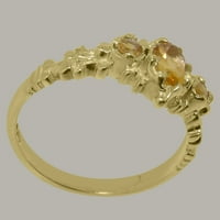 Britanci su napravili 14k žuto zlato prirodni citrin ženski izjava prsten - Opcije veličine - Veličina 9.25
