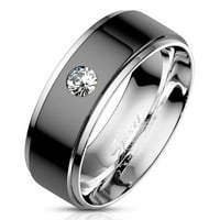 Set uparenih prstenova Ženski dvobojni crni zaručnički prsten od nehrđajućeg čelika muški set traka za glavu,