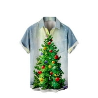 Grafička majica za muško božićno drvce Bluza kratkih rukava s kratkim rukavima labava četverokutna gumb dolje