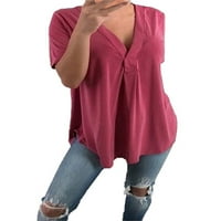 Ženska majica kratkih rukava Majica kratkih rukava obična majica ležerna tunika za zabavu vinsko crvena bluza