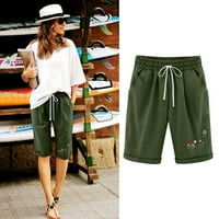 Ženske ljetne pamučne lanene hlače s printom pet točaka, Ležerne hlače, kratke hlače, elegantne hlače, udobne
