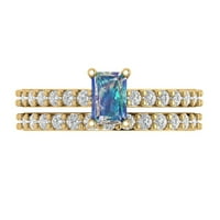 1. Dijamantni smaragdni rez od sintetičkog plavog moissanita 14k žutog zlata, s naglascima, vjenčani set od 5,5