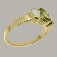 Britanci su napravili 10k žuto zlato prirodni peridot i opal ženski prsten obećanje - Opcije veličine - Veličina
