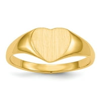Čvrsto 14K žuto zlato 7,5x Zatvoreno stražnje srce Ugravirani monogram monograma Signitet Veličina prstena 6.5