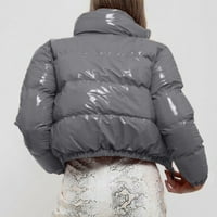 Iopqo zimski kaput Puffer jakna Žene žene jeseni i zimski pamučni kaput sjajni metalni kratki pamučni kaputi Ženski