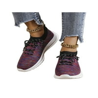 Daeful Women SOCK tenisice čipke Up Flats Pletene gornje casual cipele koje trče bez prozračne mrežice za hodanje