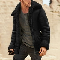 O/ Muški kaput za jesen / zimu Plus Size s ovratnikom, podstavljena kožna jakna, vintage izolirani kaput, jakna