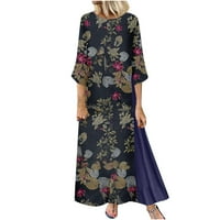 Ljetne haljine za žene Rasprodaja ženskih haljina Ženska retro proljetna ljetna haljina od pamuka i lana s okruglim