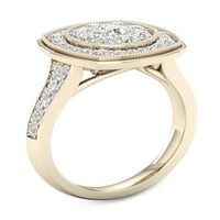 1CT TDW Diamond 14K žuto zlato klaster Halo zaručnički prsten
