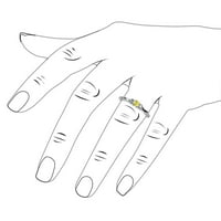 Žuti safir sa bočnim dijamantima tri kamenog bambusovog prstena 0. CTTW 14K Bijelo zlato.ZIZE 6.5