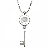 Cvjetni Chrysantemum ilustracija privjesak vintage ogrlica srebrni ključni nakit