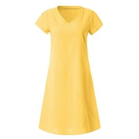 Ljetne haljine Plus Size, Ženska jednobojna haljina od tunike, Mini haljina s izrezom u obliku slova u, pamučna