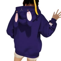 Entyinea ženska pulover hoodie slatka trendi djevojčica košulja ležerna pulover dugih rukava ljubičasta xl