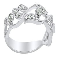 Vintage stil bijeli dijamantski obljetnički prsten u 14K čvrsto bijelo zlato, veličine prstena-5