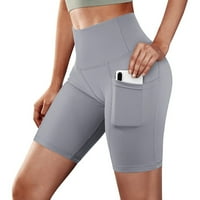 Ženske kratke hlače za trčanje s džepovima, joga hlače, joga hlače visokog struka na trbuhu