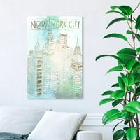 Wynwood Studio Cities and Skylines Wall Art Canvas Print 'New York Sketch Color' Sjedinjene Države gradovi - zlato,