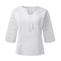 Bluze za žene modno casual čipkaste šivanje solidne boje u -reck vrhovi s tri četvrtine l