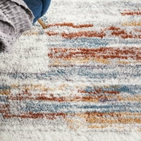 Apstraktni tepih od runa, staza 2 '3 8', boja bjelokosti plave hrđe