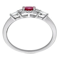 Carat T.G.W. Ruby, bijeli safir i karat T.W. Dijamantni 14KT zaručnički prsten od bijelog zlata