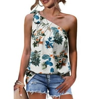 Ljetna modna ležerna Majica Bez rukava s jednim ramenom s printom metalnih gumba za žene, višebojna;
