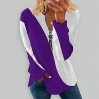 Jesenski džemperi za žene Predimenzionirani džemperi za žene iz okruglog vrata kapuljača nepravilna prugasta geometrijska