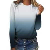 Ženska majica s gradijentnim printom Ležerne košulje s okruglim vratom grafičke tunike dugih rukava Slatki pulover
