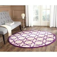 Tepih od vune u geometrijskom uzorku, ljubičasta boja Bjelokosti, 2 '6 8'
